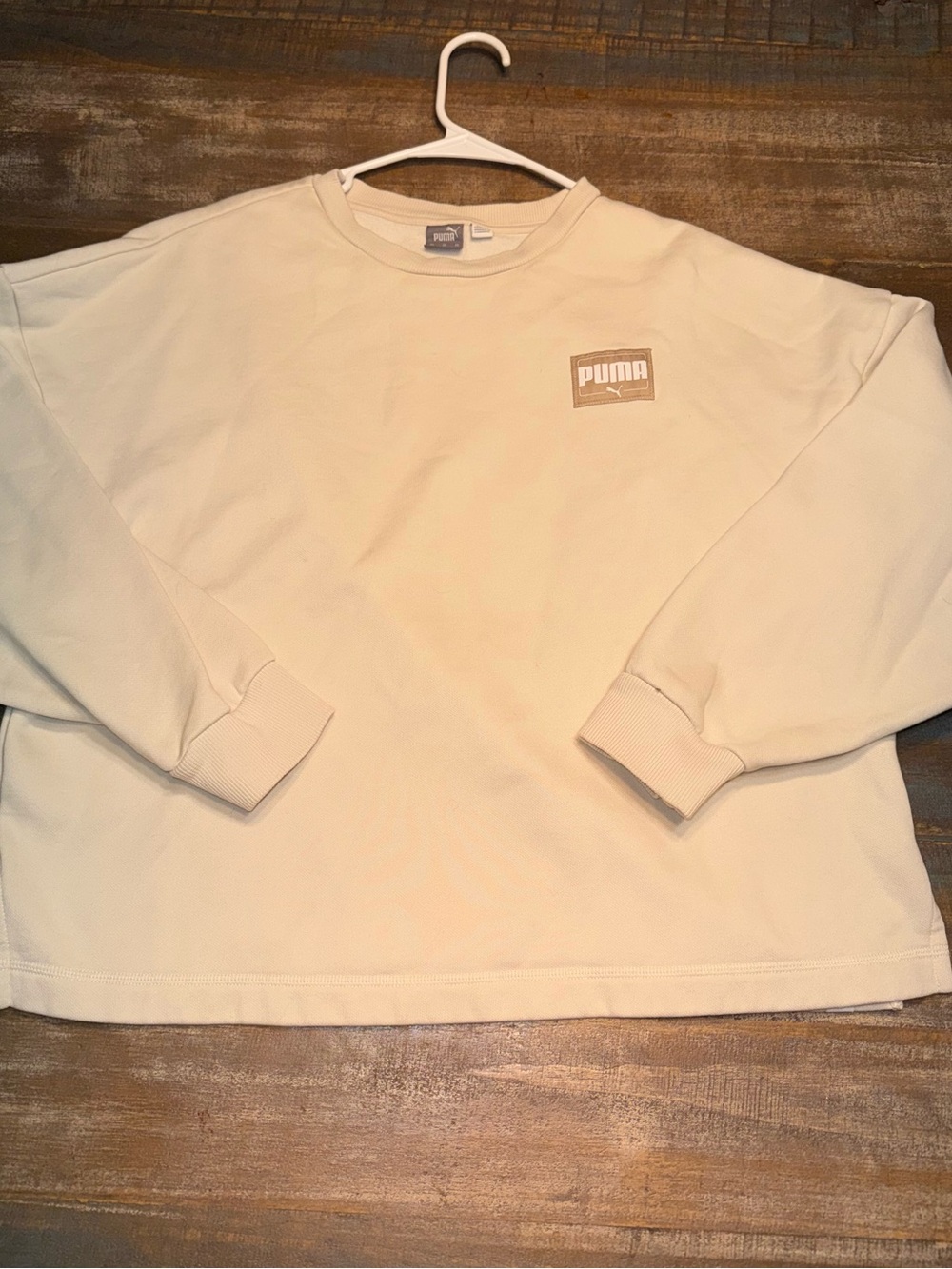 Puma Cream Crewneck Sweatshirt with Chest Logo